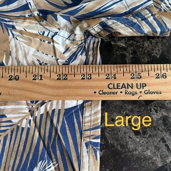 J Crew Men's Printed Flex Shirt Button Front Cotton Tropical Tan Blue Large - Picture 3 of 10